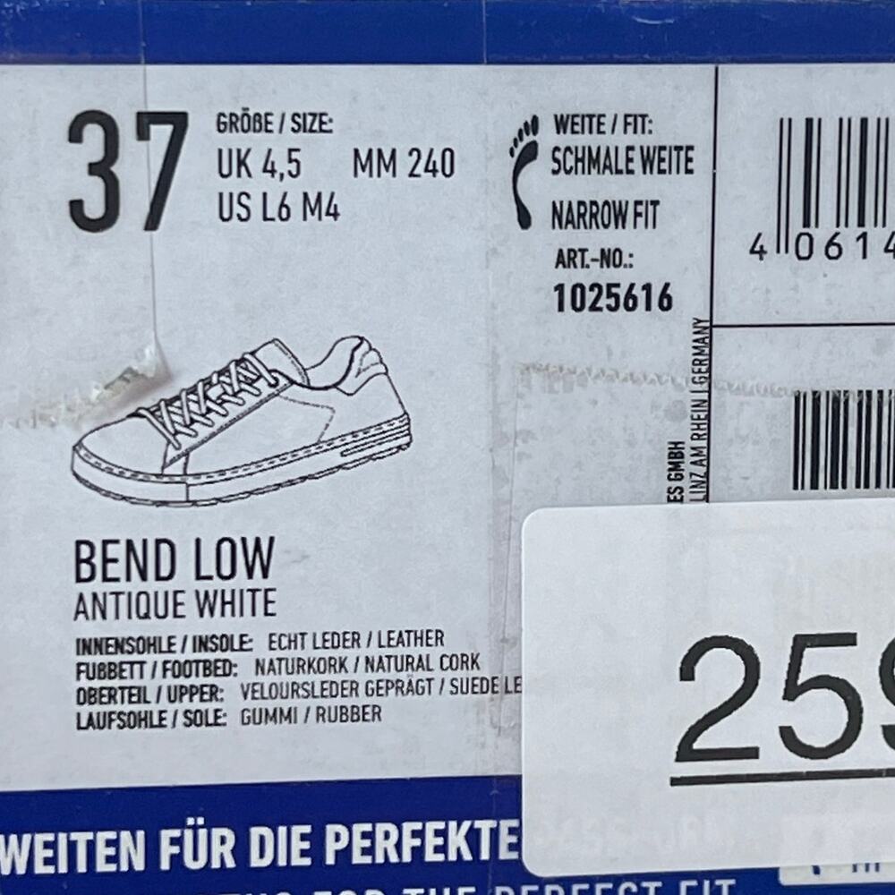 Birkenstock Bend Low Suede Embossed Corduroy Sneaker Antique White Women 6 EU37 - Picture 10 of 10